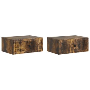 vidaXL Cabinet de chevet 2 Pièces Chêne fumé 49 x 34 5 x 20 cm