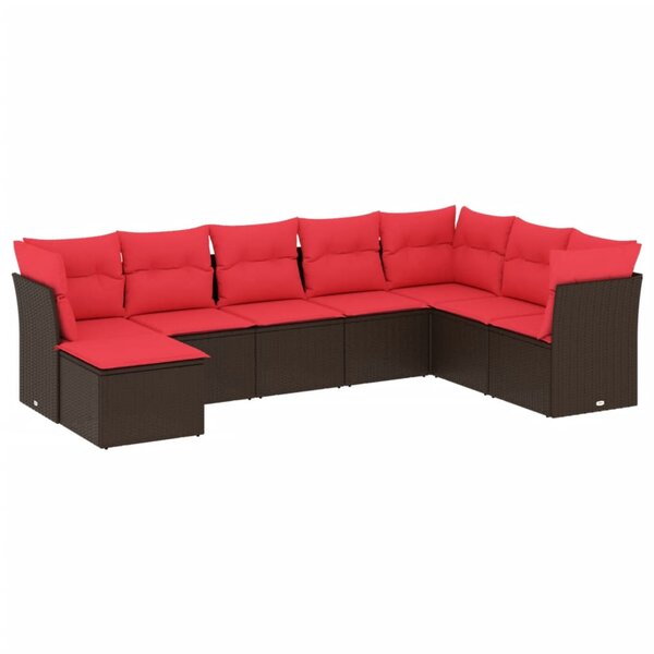 vidaXL Salon de jardin 8 Pièces avec coussins marron résine tressée