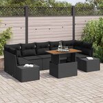 vidaXL Ensemble de salle à manger pour jardin 8 Pièces Noir  Marron
