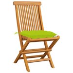 vidaXL Chaises de jardin avec coussins vert vif 4 Pièces Bois de teck