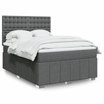 vidaXL Sommier à lattes de lit avec matelas Gris foncé 140x190cm Tissu