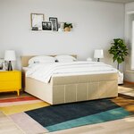 vidaXL Sommier à lattes de lit avec matelas Crème 180x200 cm Tissu
