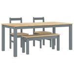 vidaXL Ensemble à manger Panama 4 Pièces gris bois de pin massif
