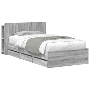 vidaXL Cadre de lit avec rangement Sonoma gris 90 x 200 cm