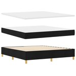 Lit à ressort box avec matelas noir 180x200 cm en tissu