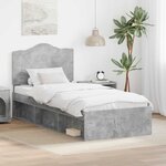 vidaXL Cadre de lit avec tête de lit Gris Béton 75 x 190 cm Pin massif