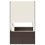 vidaXL Chaise longue double avec toit et rideaux marron résine tressée