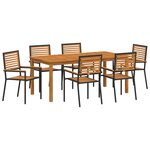 vidaXL Ensemble de salle à manger pour jardin 7 Pièces Noir Poly rotin