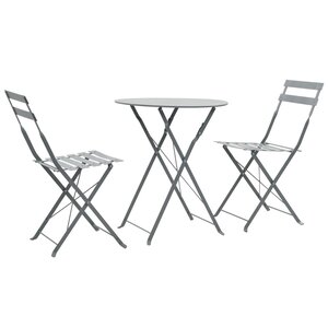 vidaXL Mobilier de bistro 3 Pièces Acier Gris