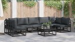 vidaXL Ensemble de canapé de jardin avec coussin 8 Pièces Noir Aluminium