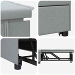 vidaXL Canapé-lit escamotable Gris clair 194 x 50 x 82 cm tissu