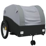 vidaXL Remorque de vélo noir et gris 45 kg fer
