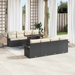vidaXL Ensemble de canapé de jardin avec coussin 7 Pièces Noir et crème