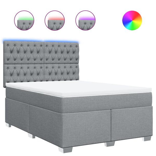 vidaXL Sommier à lattes de lit avec matelas Gris clair 160x200cm Tissu