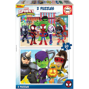 Puzzle - Spiderman - Spidey et ses ais - 2 modèles de 20 pièces - Enfant dès 4 ans
