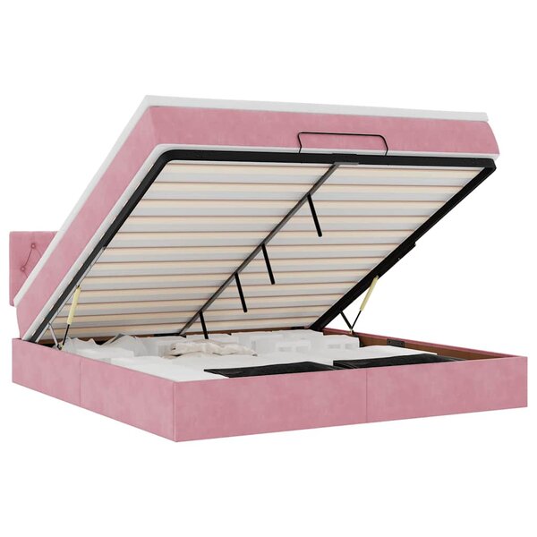 VidaXL Cadre de lit ottoman avec matelas rose 180x200 cm velours