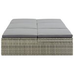 vidaXL Chaise longue convertible avec coussin Résine tressée Gris