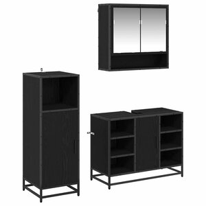 vidaXL Ensemble de mobilier de salle de bain 3 Pièces Chêne noir