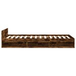 vidaXL Cadre de lit et tiroir chêne fumé 100x200 cm bois d'ingénierie