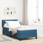 vidaXL Lit Box Spring avec Matelas Bleu Foncé 100x200 cm Velours