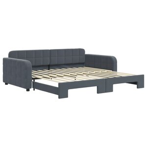 vidaXL Lit de jour avec gigogne sans matelas gris foncé 100x200 cm