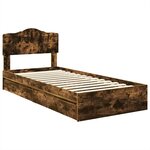 vidaXL Lit de Rangement Chêne fumé 90 x 200 cm Bois d'ingénierie
