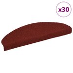 vidaXL Tapis d'escalier autocollants 30 pièces 65 x 21 x 4 cm Bordeaux Rouge Demi-rond Grand