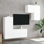 vidaXL Unités murales TV 4 Pièces blanc bois d'ingénierie