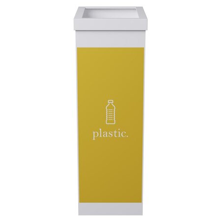 Corbeille de tri sélectif pour le recyclage du plastique 60L - Jaune corps Blanc