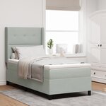 Lit Box Spring avec Matelas et Lumière LED Gris Clair 100x200 cm en Velours