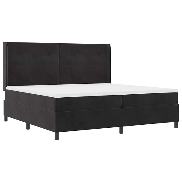 vidaXL Lit à ressorts avec tête de lit Noir 200 x 200 cm Velours