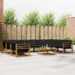 vidaXL Ensemble de canapés d'extérieur 10 Pièces Naturel et Noir