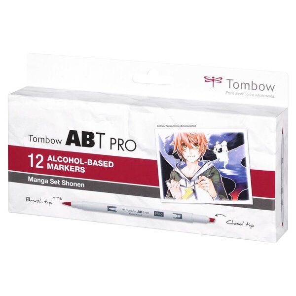 Set de 12 Marqueurs Base Alcool Double Pointe ABT PRO couleurs manga x 6 TOMBOW
