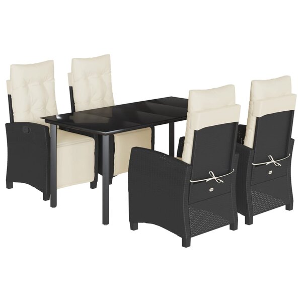vidaXL Ensemble à manger de jardin coussins 5Pièces Noir Résine tressée