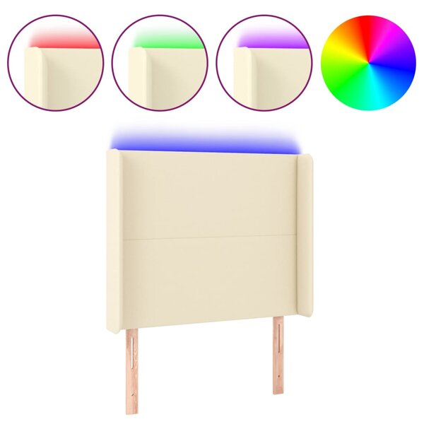 vidaXL Tête de lit à LED Crème 93x16x118/128 cm Similicuir