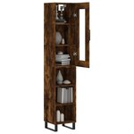 vidaXL Buffet haut Chêne fumé 34 5x34x180 cm Bois d'ingénierie