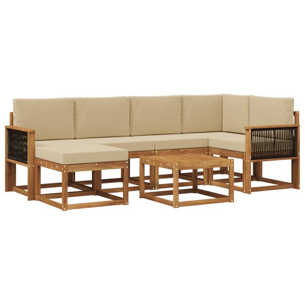 vidaXL Ensemble de canapés d'extérieur 7 pc Naturel et Beige