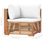 Vidaxl salon de jardin 8 pièces avec coussin crème bois de teck solide