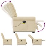 vidaXL Fauteuil inclinable de massage électrique Crème Tissu