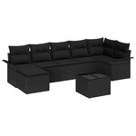 vidaXL Ensemble de canapé de jardin avec coussin 8 Pièces Noir polyrotin