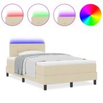 vidaXL Lit à sommier tapissier avec matelas et LED crème 120x200 cm en tissu