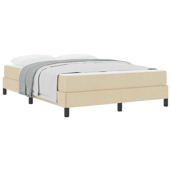 vidaXL Lit à ressorts avec matelas Crème 160 x 200 cm tissu