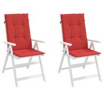 vidaXL Coussins de chaise de jardin dossier haut lot de 2 rouge tissu