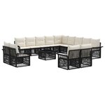 vidaXL Ensemble de canapé de jardin 14 Pièces Noir et blanc crème