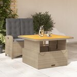 vidaXL Ensemble à manger de jardin et coussins 2 Pièces beige poly rotin
