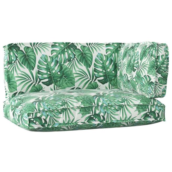 vidaXL Set de coussins de palette Floral 3 Pièces Motif de feuille