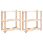 vidaXL Étagères de rangement à 3 niveaux 2 Pièces 80x38x90 cm Pin 150 kg