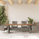 vidaXL Table de jardin et dessus en bois d'acacia gris résine tressée