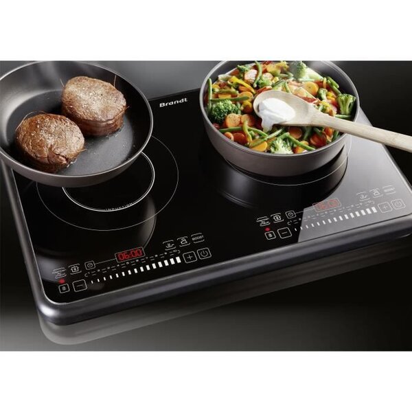 BRANDT TI2FSOFT Table de cuisson posable 2 foyers à induction Noir