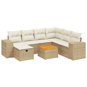 vidaXL Salon de jardin avec coussins 8 Pièces beige résine tressée